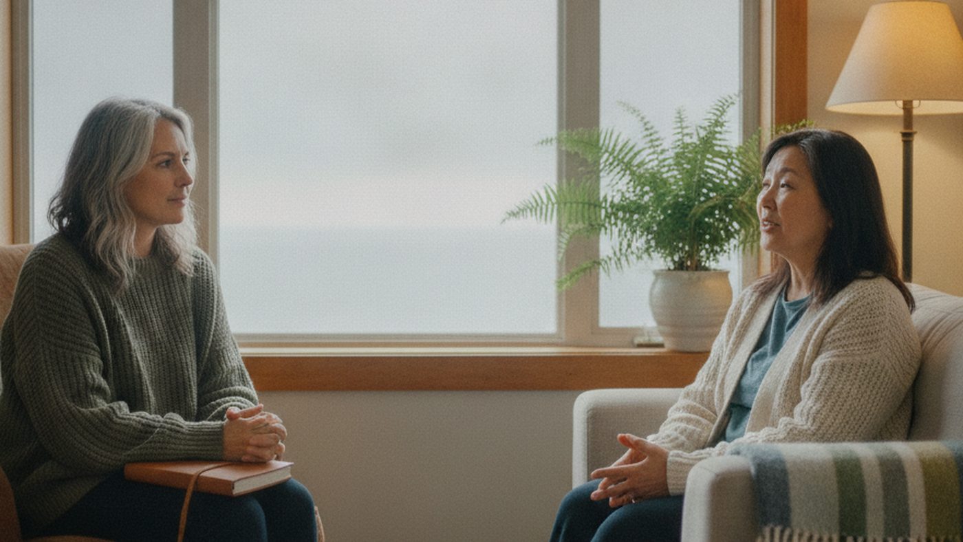 Family member in a one-to-one counselling session with a registered clinical counsellor in Nanaimo